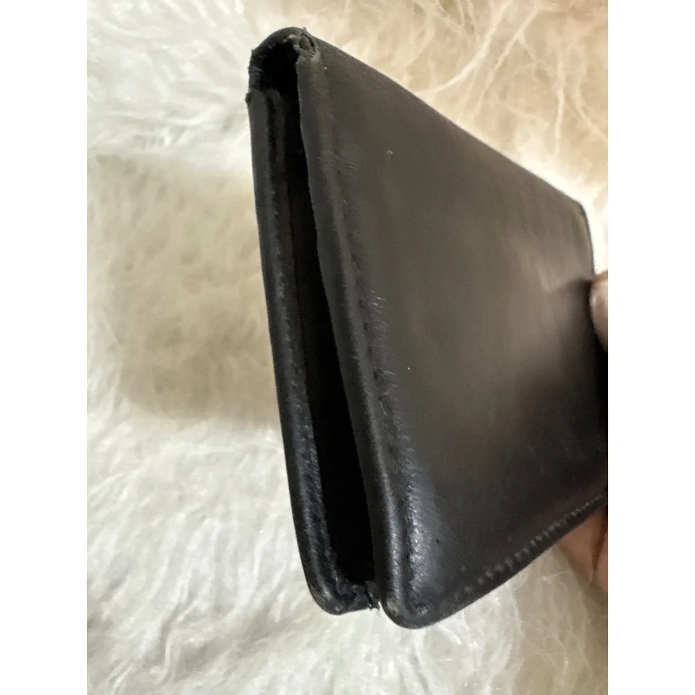 Mens Black Genuine Leather RFID Blocking Bifold Wallet with Trifold ID Window